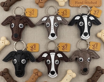 Handmade Leather Greyhound Key fob Whippet Key chain