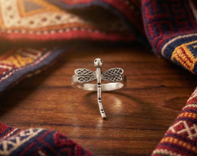 Dragonfly Ring, 999 Fine Silver, Adjustable Boho Jewelry
