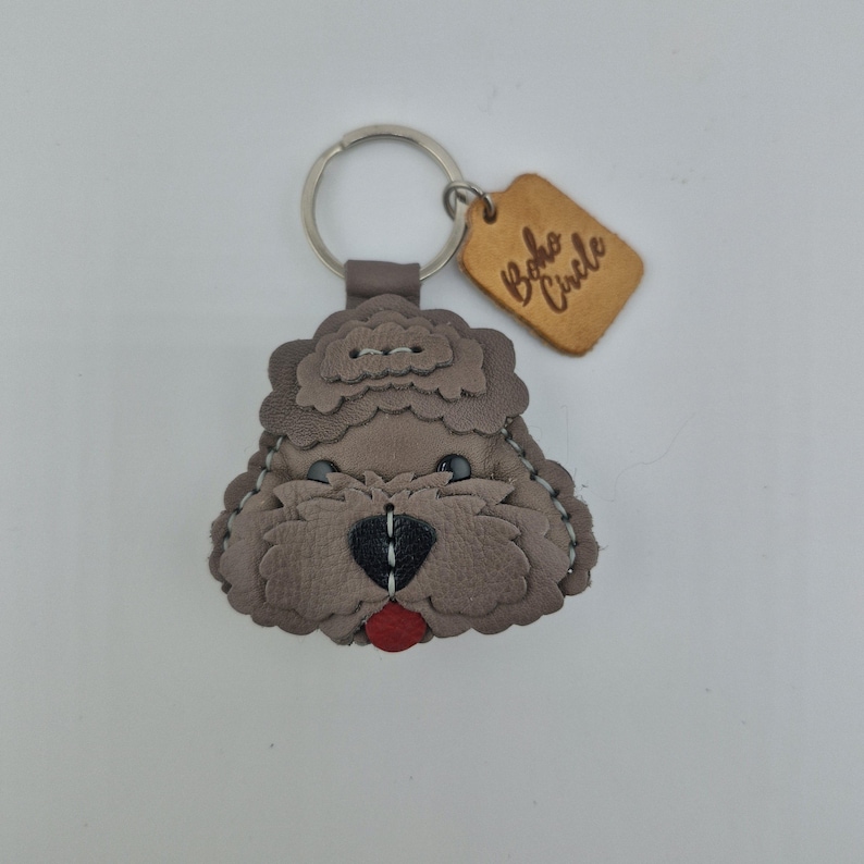Handmade Leather Doodle Keychain | Cockapoo Labradoodle Dog Breed Key ...
