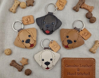 Handstitched Leather Labrador Retriever Keychain | Dog Memorial Gift