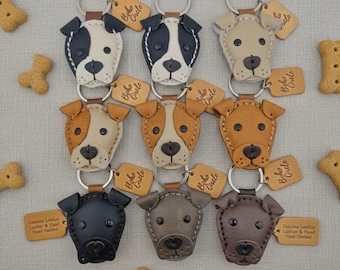 Bully Breed Keychain - Staffy, Pitbull, or Boxer Charm - Genuine Leather Dog Lover Gift