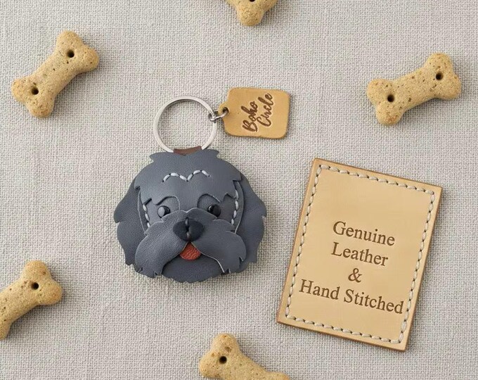 Handmade Skye Terrier Keychain, Scottie Dog Bag Charm, Schnauzer Key Ring