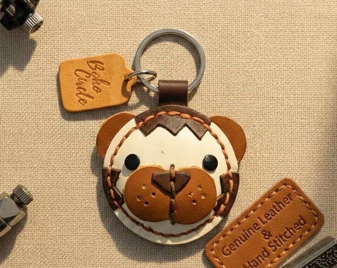 Leather Tiger Keyring | Custom Personalised Wild Cat Bag Charm & Safari Animal Gift
