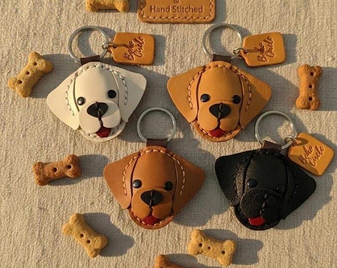 Handstitched Leather Labrador Retriever Keychain | Dog Memorial Gift