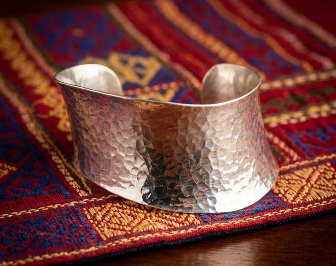 Hand-Forged Hammered Metal Cuff, Bold Artisan Bracelet