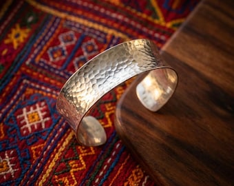 Hand-Forged Hammered Metal Cuff, Artisan Boho Bracelet