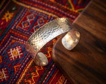 Hand-Forged Hammered Metal Cuff, Artisan Boho Bracelet