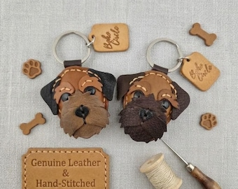 Hand Stitched Leather Border Terrier Keyring | Cute Dog Breed Bag Charm | Genuine Leather Artisan Keychain | Dog Lover Gift | Boho Circle