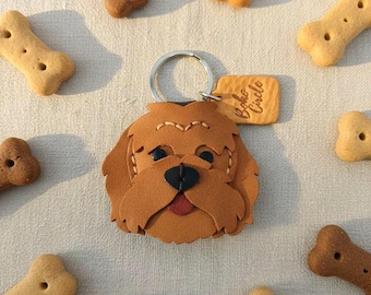 Handgenähter Leder-Schlüsselanhänger mit Yorkshire Terrier | Geschenk für Yorkshire-Terrier-Mama