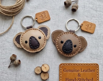 Handgefertigter Koala-Schlüsselanhänger aus Leder