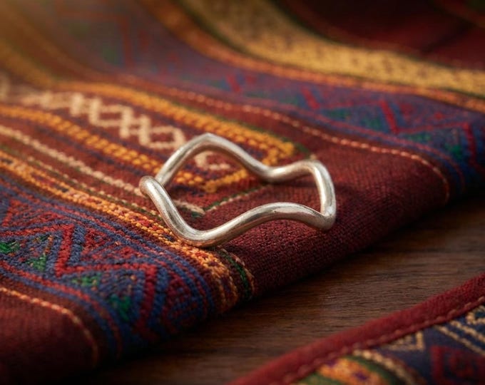 Handmade Fine Silver Wave Ring, Karen Hill Tribe Boho Jewelry
