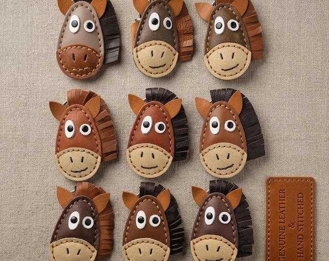 Hand-Stitched Leather Horse Keyring Charm | Personalised Equestrian Gift & Bag Charm