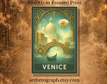 Steampunk Wall Art - Venice - Framed Print 60x90 cm