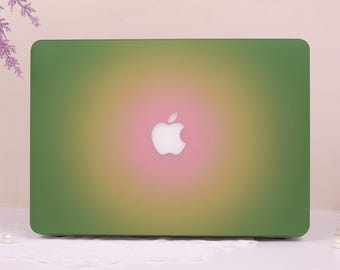 Green Pink Glow Matte Hard Plastic Case for 2025 2026 Macbook Air 13/15,New Pro 14/16,Neo A18,M4/M5,Ret 13/15,Protective Apple Laptop Cover