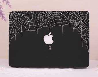 Spider Web Black Matte Hard Plastic Case for 2025 2026 Macbook Air 13/15,New Pro 14/16,Neo A18,M4/M5,Ret 13/15,Protective Apple Laptop Cover