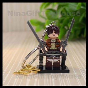 Handmade Scout Regiment Fighters and Titan Keychain - Giant and Fighters Figure Keyring Eren Jaegar Keychain