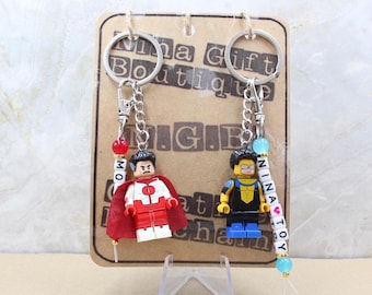 Handmade Superhero Keychain - Nolan and Mark Figure Keyring