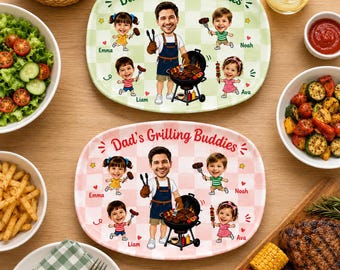 Plato de barbacoa personalizado para papá, bandeja de barbacoa personalizada con foto de bebé, regalo para el primer Día del Padre, regalo del Día del Padre de parte de los niños.