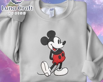 Embroidered Mickey Mouse Sweatshirt, Disney Embroidery Shirt, Cute Mickey Tee, Disneyland Trip Shirt, Disney World Vacation Gift