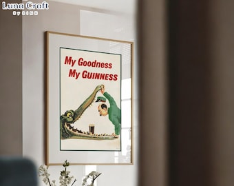 Impresión de póster de cocodrilo de Guinnes / Anuncio vintage de cerveza irlandesa John Gilroy