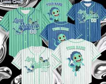 Camiseta de béisbol personalizada de Lucas, camiseta de béisbol personalizada de Disney Luca Paguro, camiseta del equipo de béisbol de Disneyland, regalo de cumpleaños