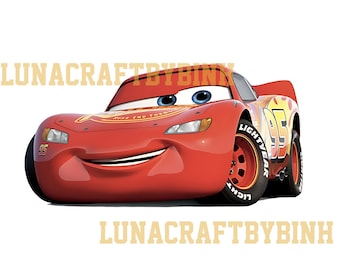 Lightning McQueen PNG, Cute Cartoon Race Car Digital Download, Printable Sticker, Sublimation Design File, Cricut PNG, Instant Download