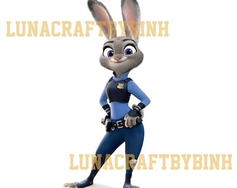 Judy Hopps PNG, Cute Bunny Police Cartoon Digital Download, Printable Sticker Clipart, Sublimation Design File, Cricut PNG, Instant Download