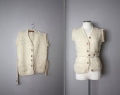 Vintage Ecru Wool Button-Down Vest