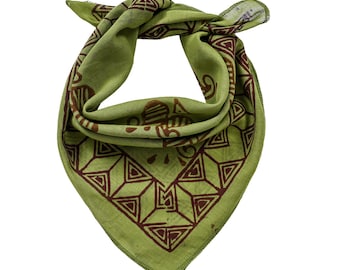 Block Print Cotton Bandana, Soft Paisley Scarf