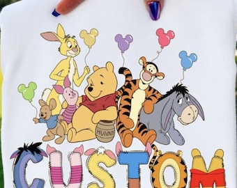 Custom Winnie Pooh PNG Disney Family Trip Matching Shirt Alphabet Birthday Gift Download