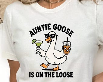 Auntie Goose Loose PNG Funny Drinking Retro Girls Trip Vacation Shirt Design Download