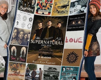 21 Years of Supernatural Fleece Blanket, Cozy TV Series Blanket, Horror Fan Tribute, Soft Fleece Bedding, Anniversary Gift Decor