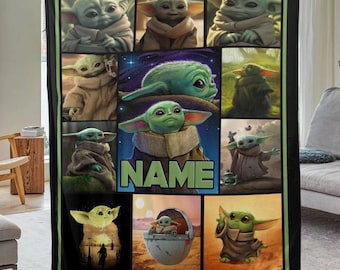 Personalized Grogu Baby Yoda Blanket Star Wars Plush Fleece Throw Cozy Custom Gift Decor