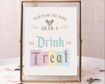 Minnie Mickey Grab a Treat Sign Birthday Baby Shower Printable Candy Table Decor Digital