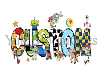 Toy Story Custom Name PNG, Woody Buzz Jessie Family Birthday Digital Download