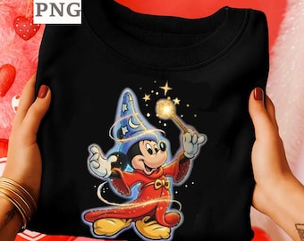Sorcerer Mickey Vintage PNG Disneyland Fantasia Wizard Family Trip Matching Shirt Digital Download