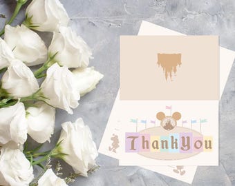 Disneyland Birthday Thank You Card, Castle, Mickey Mouse Theme Digital Download
