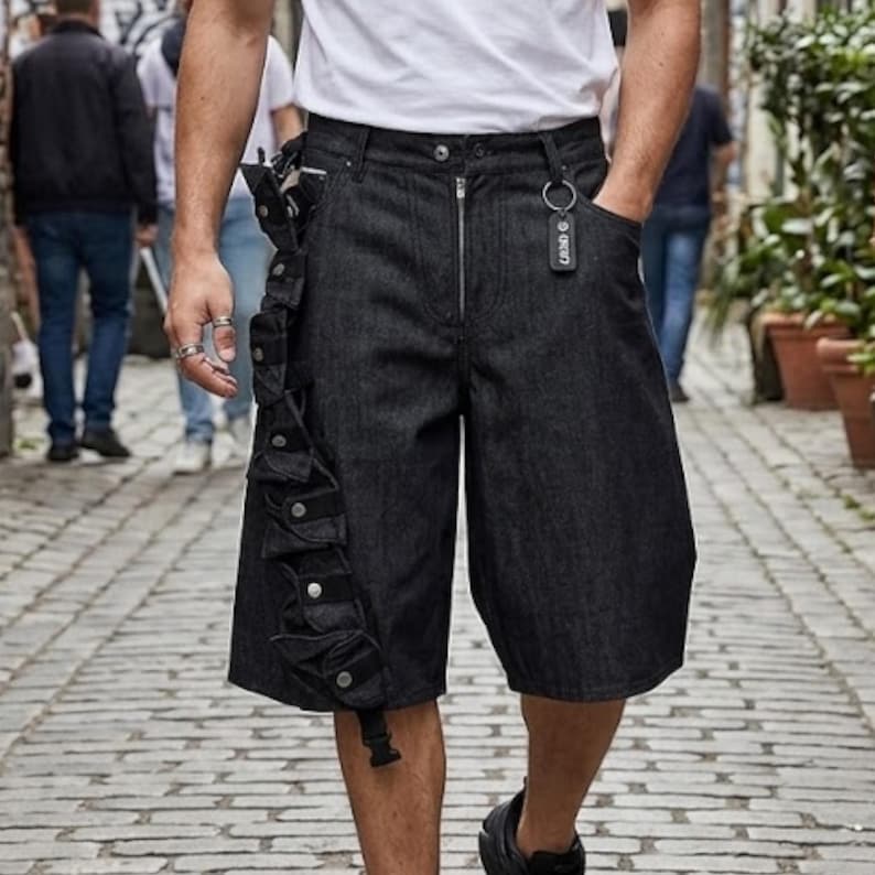 Layered Denim Shorts | Wide Leg Streetwear Bottoms | Daily Wear | Y2K Urban Style

Layered denim shorts with wide leg Y2K urban streetwear style