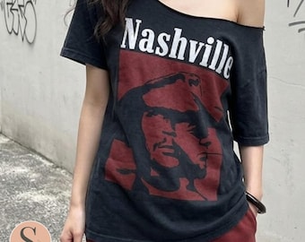 Off Shoulder Tee | Graphic Summer Loose Top | Daily Wear | Y2K Street Style