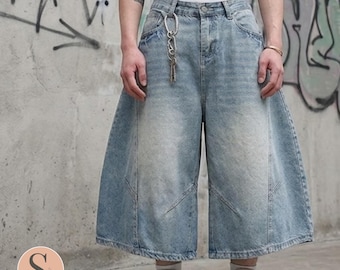 Shorts vaqueros holgados / Piernas anchas lavadas / Para uso diario / Estilo streetwear