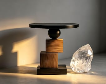 Una mesa auxiliar escultural, una mesa auxiliar artística para la entrada, una obra de arte artesanal y una mesa auxiliar artística para la oficina.