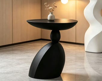 Mesita auxiliar para sala de estar, mesa auxiliar escultural negra, mesa de centro, mesa auxiliar para cine en casa, mesa auxiliar para el sofá, mesa auxiliar para la oficina, regalos para inauguración de casa.