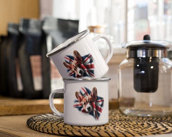 Welsh Corgi dog enamel mug