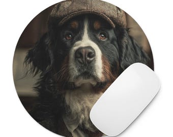 Round mouse pad, specially designed for Bernese Mountain Dogs
