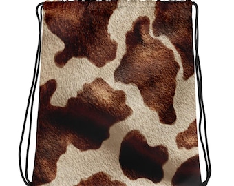 Cowhide drawstring bag