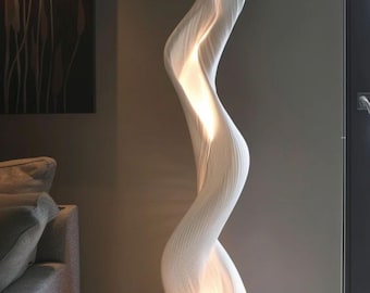 Modern Spiral Floor Lamp, Sculptural LED Floor Light, Contemporary Standing Lamp, Luxury Living Room Lighting, Minimalist Artistic Floor