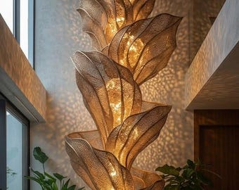Luxury Leaf Floor Lamp, Sculptural Standing Light, Modern Artistic Floor Lamp, Statement Lighting Decor, Contemporary Home Accent Lamp