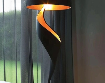 Modern Black Floor Lamp, Sculptural Standing Lamp, Contemporary Designer Lighting, Luxury Living Room Decor, Minimalist Accent