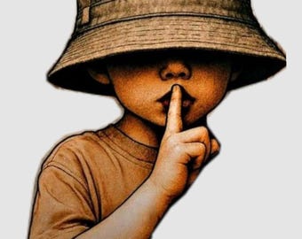 Cute Boy Bucket Hat Illustration, Aesthetic Streetwear Art Print, Shhh Kid Digital Poster, Trendy Minimal Wall Art, Digital Download