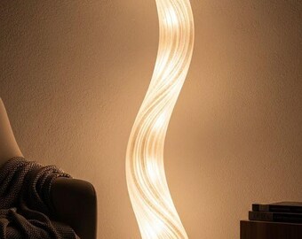 Modern Twisted Floor Lamp, Sculptural LED Standing Lamp, Minimalist Wave Floor Light, Contemporary Ambient Lighting, Luxury Living Room Deco